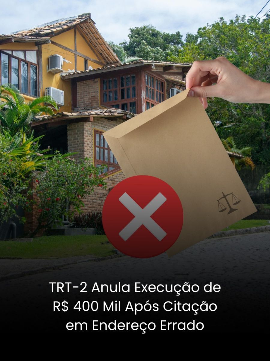 TRT-2 Anula Execução de R$ 400 Mil Após Citação em Endereço Errado